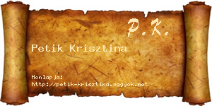 Petik Krisztina névjegykártya